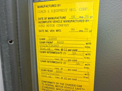 1996 Ford Econoline RV Cutaway Base
