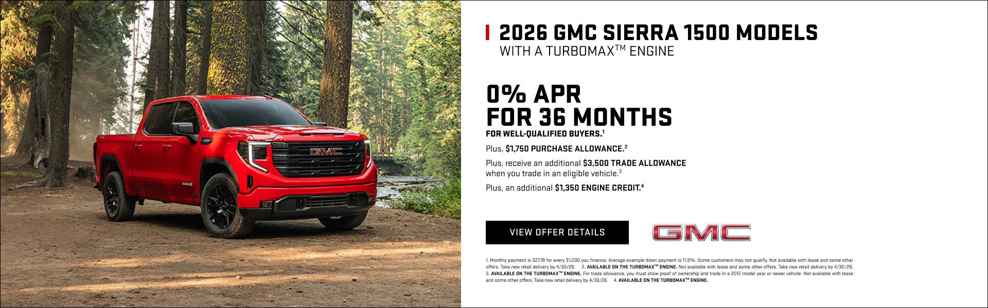 0% APR FOR 36 MONTHS for well-qualified buyers.1

Plus, $1,750 PURCHASE ALLOWANCE.2

Plus, receiv...